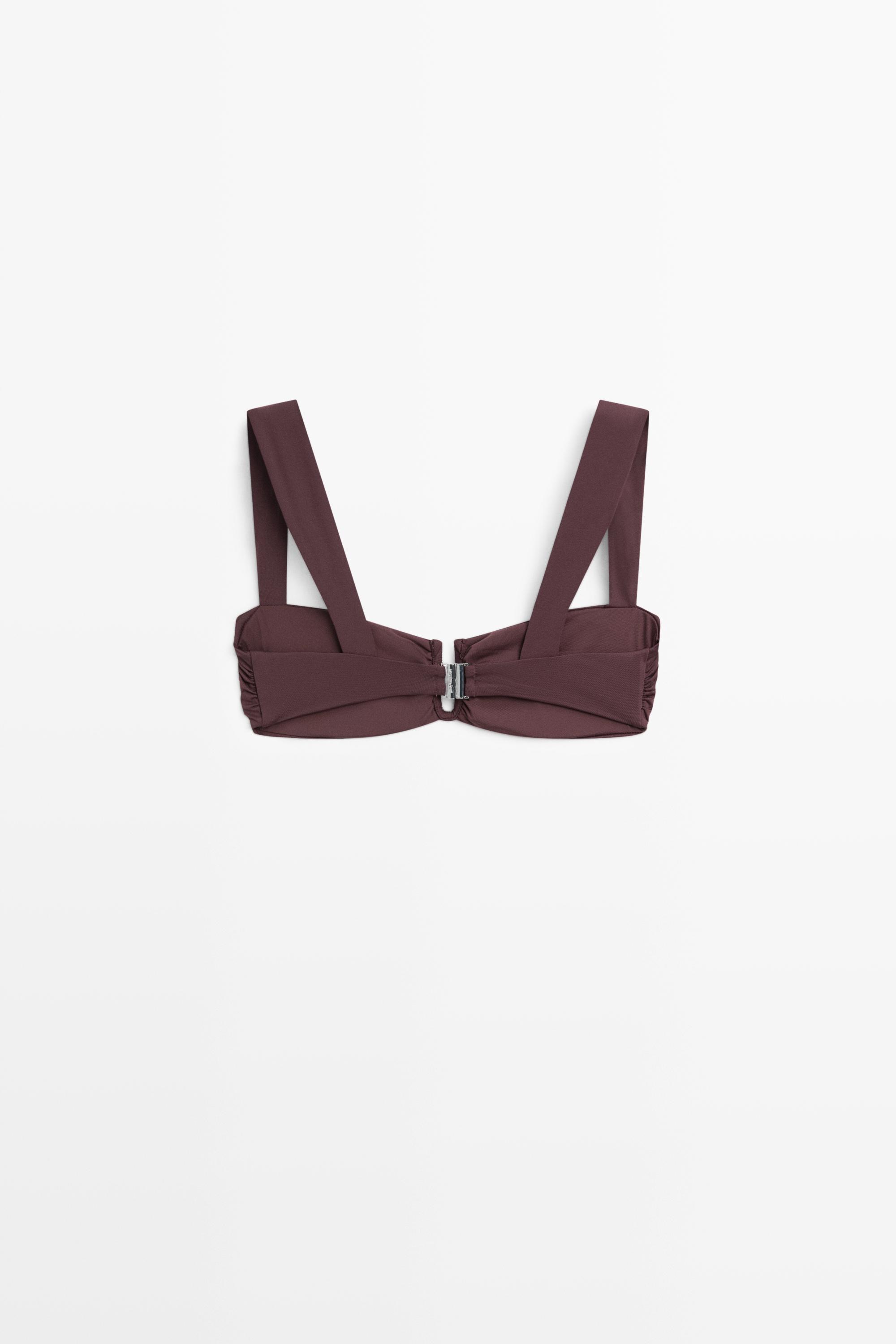 Strappy bikini top with gathered detail